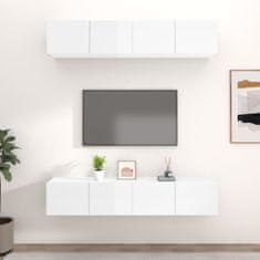 Greatstore TV skříňky 4 ks bílé vysoký lesk 80x30x30 cm kompozitní dřevo
