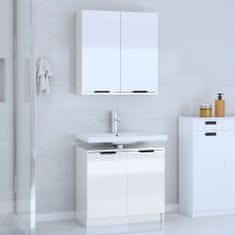 shumee 2dílná sada koupelnových skříněk lesklá bílá kompozitní dřevo