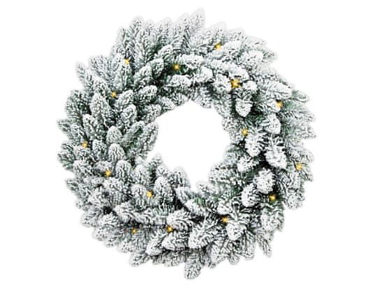 LAALU.cz Věnec vánoční umělý neozdobený zasněžený bílý DELUXE Viola 30 cm s LED OSVĚTLENÍM na stůl i zavěšení