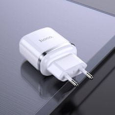 Hoco Nabíječka do sítě 2,4A 2xUSB + kabel 1m Lightning Hoco N4 Smart Dual USB bílá