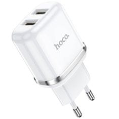 Hoco Nabíječka do sítě 2,4A 2xUSB + kabel 1m Lightning Hoco N4 Smart Dual USB bílá