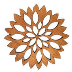 AMADEA Dřevěný podtácek kulatý ve tvaru květu, masivní dřevo, průměr 9 cm