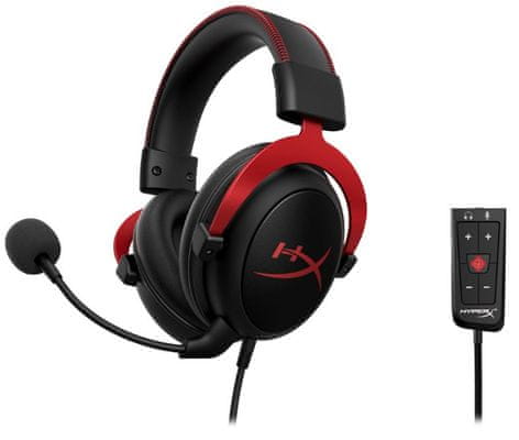 profesionální herní sluchátka HyperX Cloud II červená (4P5M0AA) integrované mikrofony drátová PC konzole telefon hudba hry virtuální prostorový zvuk stereo audio