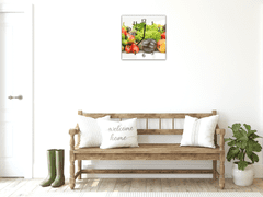 Glasdekor Nástěnné hodiny 30x30cm barevná čerstvá zelenina - Materiál: kalené sklo
