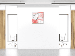 Glasdekor Nástěnné hodiny 30x30cm abstraktní světle červená vlna - Materiál: plexi