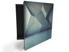Glasdekor skříňka na klíče - abstraktní geometricky tvar - Otevírání: Levé, Barva skříňky: Černá