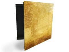 Glasdekor skříňka na klíče - abstraktní textura zlato - Otevírání: Levé, Barva skříňky: Černá
