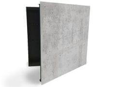 Glasdekor skříňka na klíče - textura šedého betonu - Otevírání: Pravé, Barva skříňky: Černá