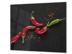 Glasdekor Kryt na sporák z tvrzeného skla papričky chilli - Ochranná deska: 52x60cm, Lepení na zeď: Bez lepení na zeď