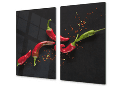 Glasdekor Kryt na sporák z tvrzeného skla papričky chilli - Ochranná deska: 52x60cm, Lepení na zeď: Bez lepení na zeď