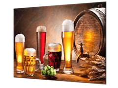 Glasdekor Ochranná deska čepovaná piva ve skle - Ochranná deska: 52x60cm, Lepení na zeď: S lepením na zeď
