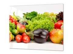 Glasdekor Ochranná deska čerstvá zelenina a ovoce - Ochranná deska: 52x60cm, Lepení na zeď: S lepením na zeď