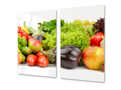 Glasdekor Ochranná deska čerstvá zelenina a ovoce - Ochranná deska: 52x60cm, Lepení na zeď: S lepením na zeď