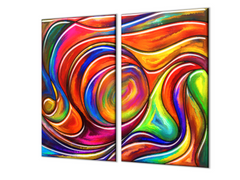 Glasdekor Ochranná deska abstraktní předstih barev - Ochranná deska: 60x60cm, Lepení na zeď: Bez lepení na zeď