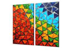 Glasdekor Ochranná deska barevná abstraktní mozaika - Ochranná deska: 60x90cm, Lepení na zeď: S lepením na zeď