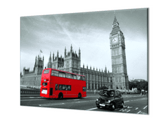 Glasdekor Ochranná deska červený Bus v Londýně - Ochranná deska: 65x90cm, Lepení na zeď: Bez lepení na zeď