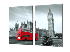 Glasdekor Ochranná deska červený Bus v Londýně - Ochranná deska: 65x90cm, Lepení na zeď: Bez lepení na zeď