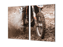 Glasdekor Ochranná a krycí deska sklo detail kola motocross - Ochranná deska: 40x40cm, Lepení na zeď: Bez lepení na zeď