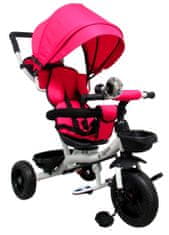 R-Sport Dětská tříkolka s vodící tyčí bez brzdy T4, 360° otočná kola Růžová