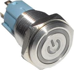 HADEX Vypínač stiskací OFF-ON 16mm, 250V/3A, modré prosvětlení 12V