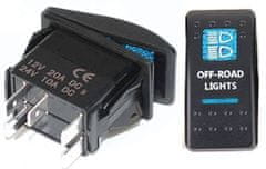 HADEX Vypínač kolébkový A11625ABL-J9 ON-OFF 2p.12VDC/20A modrý, prosvětlený