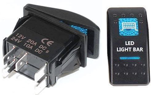 HADEX Vypínač kolébkový A11625ABL-J36 ON-OFF 2p.12VDC/20A modrý, prosvětlen