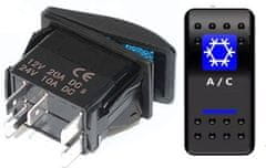 HADEX Vypínač kolébkový A11625ABL-J40 ON-OFF 2p.12VDC/20A modrý, prosvětlen