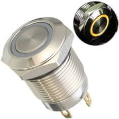 HADEX Vypínač stiskací OFF-ON 12mm, 250V/2A, žluté prosvětlení 12V