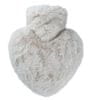Termofor s obalem z umělé kožešiny - srdce, taupe-stříbrná