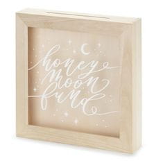 PartyDeco Krabice na peníze, dřevěná kasička "Honeymoon fund" 6 x 30 x 30 cm
