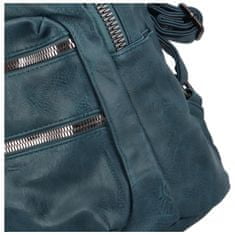 Paolo Bags Menší městský koženkový batůžek se zipy Ariáno, modrá