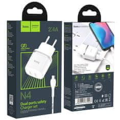 Hoco Nabíječka do sítě 2,4A 2xUSB + kabel 1m micro USB Hoco N4 Smart Dual USB - bílá