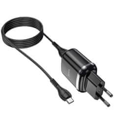 Hoco Nabíječka do sítě 2,4A 2xUSB + kabel 1m micro USB Hoco N4 Smart Dual USB - černá