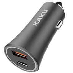 Kaku Nabíječka do auta USB-C PD 18W + USB Quick Charge 3.0 18W 3A KAKU Dual (KSC-277) šedá