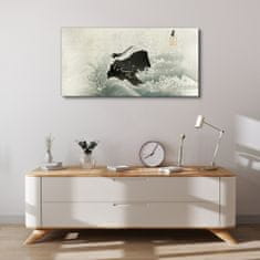 COLORAY.CZ Obraz na plátně Vodní vlny pták rock 100x50 cm