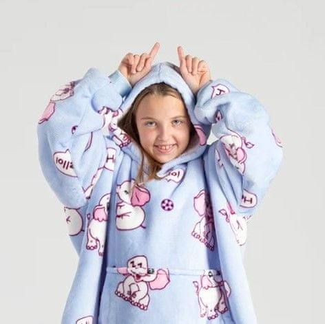  Svilanit SoftHug otroška hoodie odeja z rokavi, 100 % poliester, sloni 