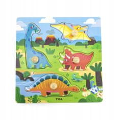 Viga Toys Dřevěné puzzle s odznaky Dinosauři
