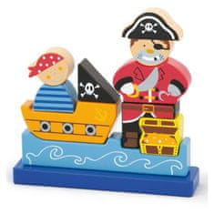Viga Toys Sada dřevěných magnetických bloků Pirate 10
