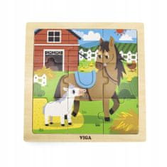 Viga Toys Handy Wooden Puzzle Horses 9 prvků