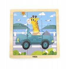 Viga Toys Handy dřevěné puzzle Žirafa do auta 9 ks