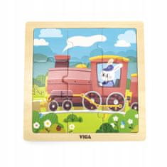 Viga Toys Handy Wooden Puzzle Train Parní vlak 9 e