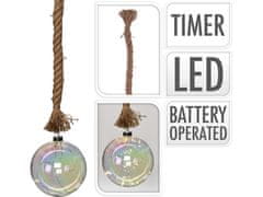 MAT osvětlení KOULE LED pr.15cm skl.PERL.,na laně 95cm s časovačem