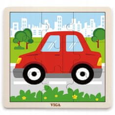 Viga VIGA Handy Wooden Puzzle Auto Auto 9 ks