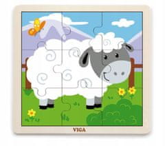 Viga VIGA Handy Wooden Sheep Puzzle 9 dílků