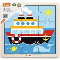 Viga VIGA Handy Wooden Puzzle Ship 9 položek