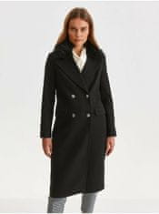 Top Secret Černý kabát s límcem z umělého kožíšku TOP SECRET S