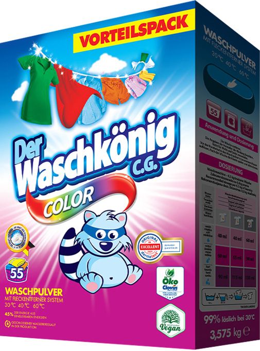 Waschkönig Color prací prášek, 55 praní, 3,575 kg