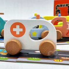 Tooky Toy TOOKY TOY Dřevěné autíčko Ambulance pro tlačení