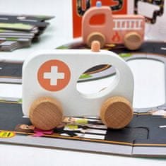 Tooky Toy TOOKY TOY Dřevěné autíčko Ambulance pro tlačení