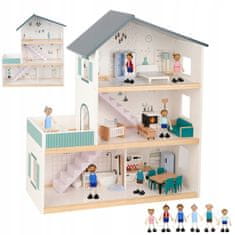 Tooky Toy TOOKY TOY Velký dřevěný domeček pro panenky + figurky